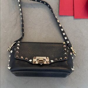 Black Studded Leather Shoulder Bag